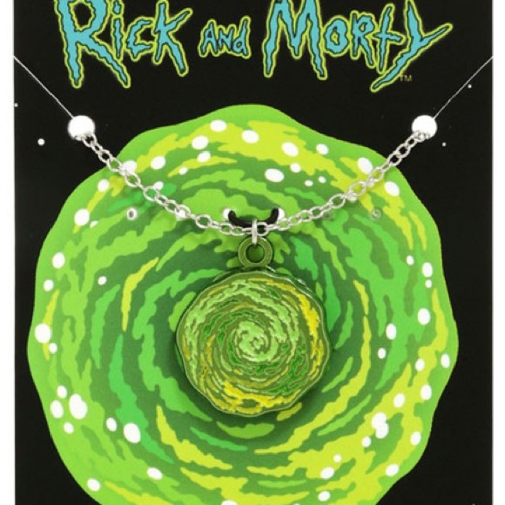 Rick and Morty™  Portal Necklace – Stainless Steel, 18” + 3” Extender - Picture 2 of 9